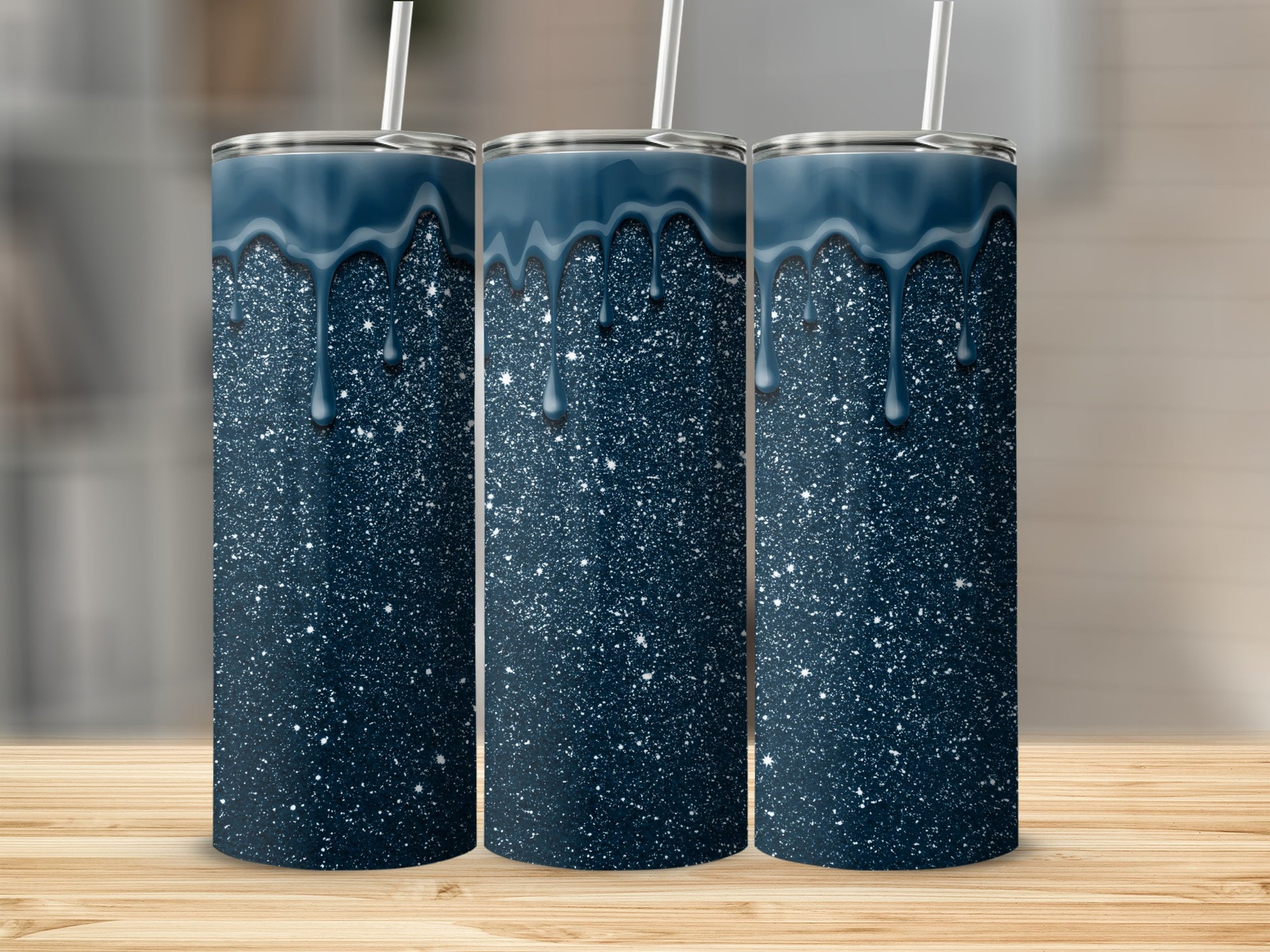 Glitter Drip Design Tumbler Cup Stainless Steel 20oz