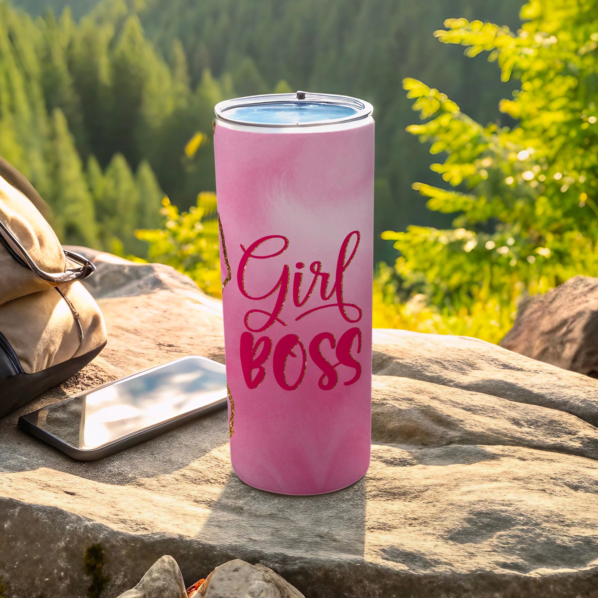 Pink Marbled Girl Boss Tumbler Drinkware product type