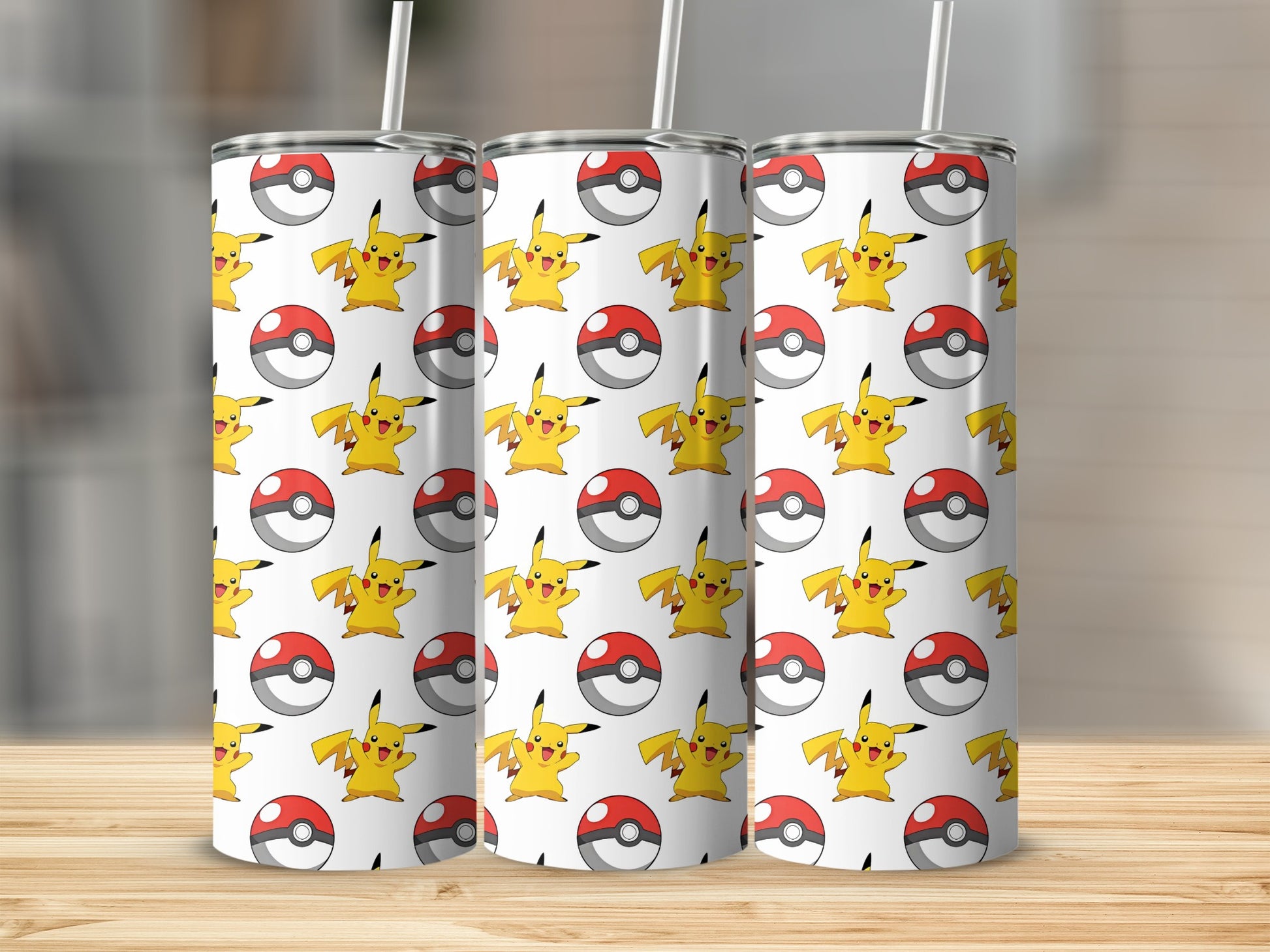 Pikachu and Pokeball Themed Stainless Steel Tumbler
