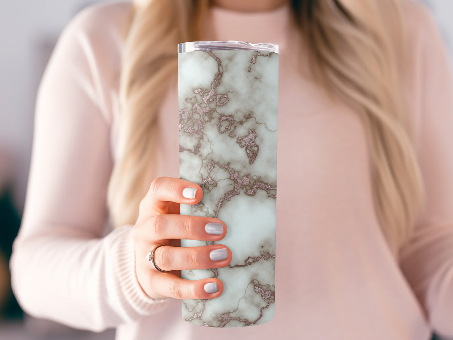 Elegant Marble Rose Gold Veins Design Abstract Art Tumblers