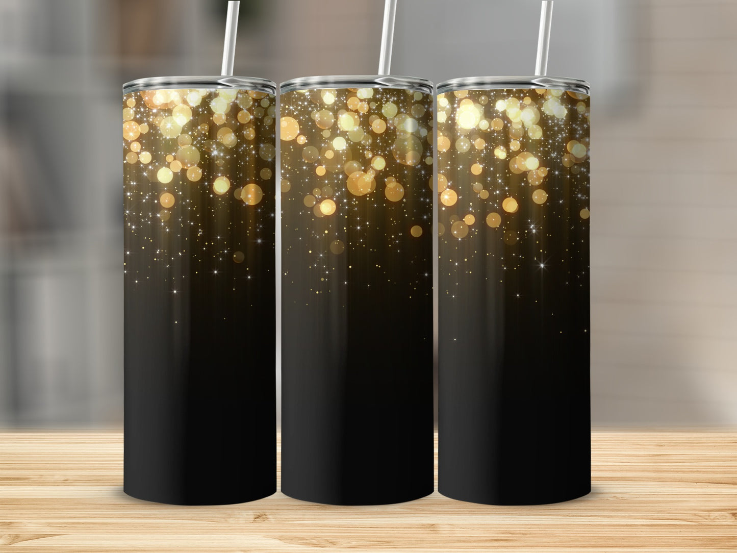 Sparkling Gold and Black Ombre Tumbler