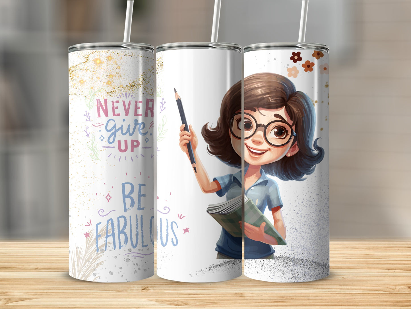 Inspirational Cartoon Design Tumblers for Motivation