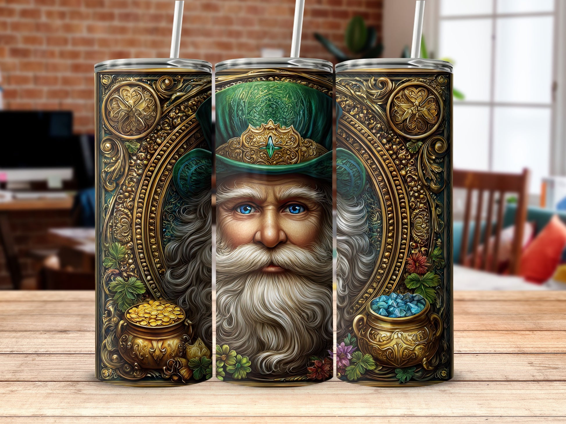Intricate Steampunk Wizard Tall Tumbler Design