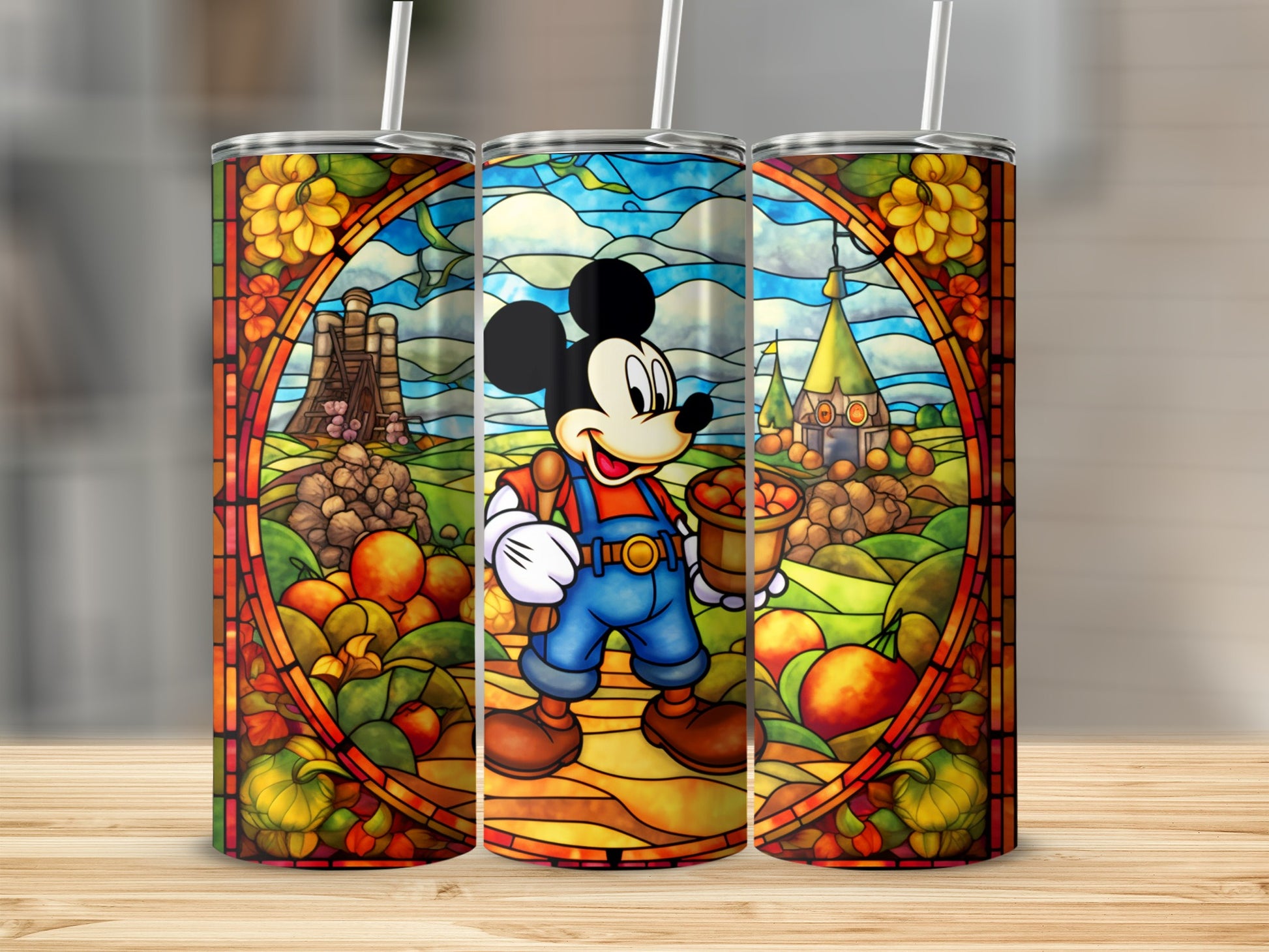 Mickey Mouse Stained Glass Design Insulated Tumbler