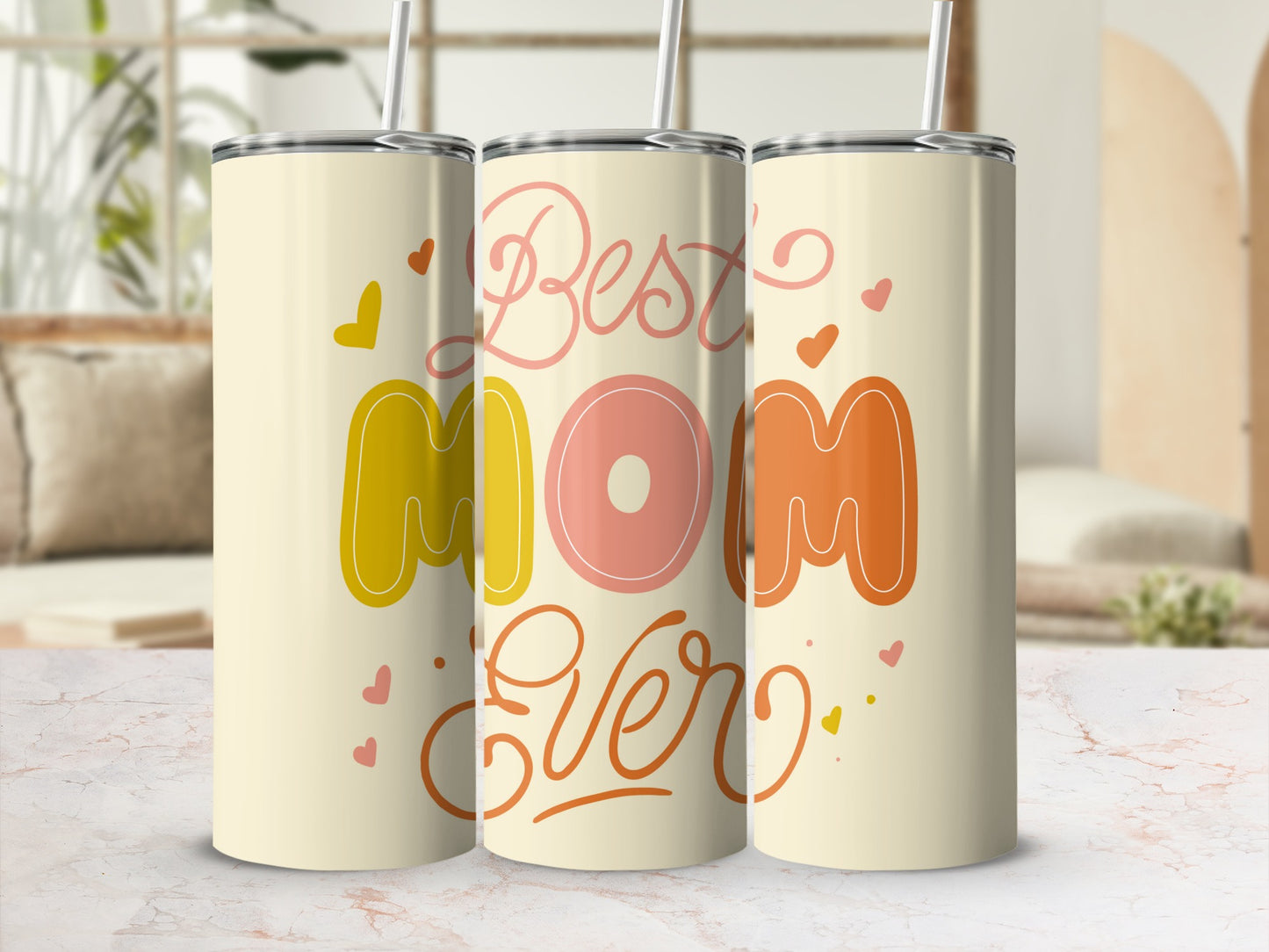 Best Mom Ever with Hearts Design Tumbler