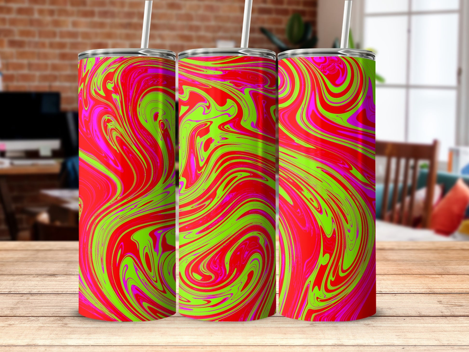 Vibrant Swirl Design Tumbler with Bright Colors product