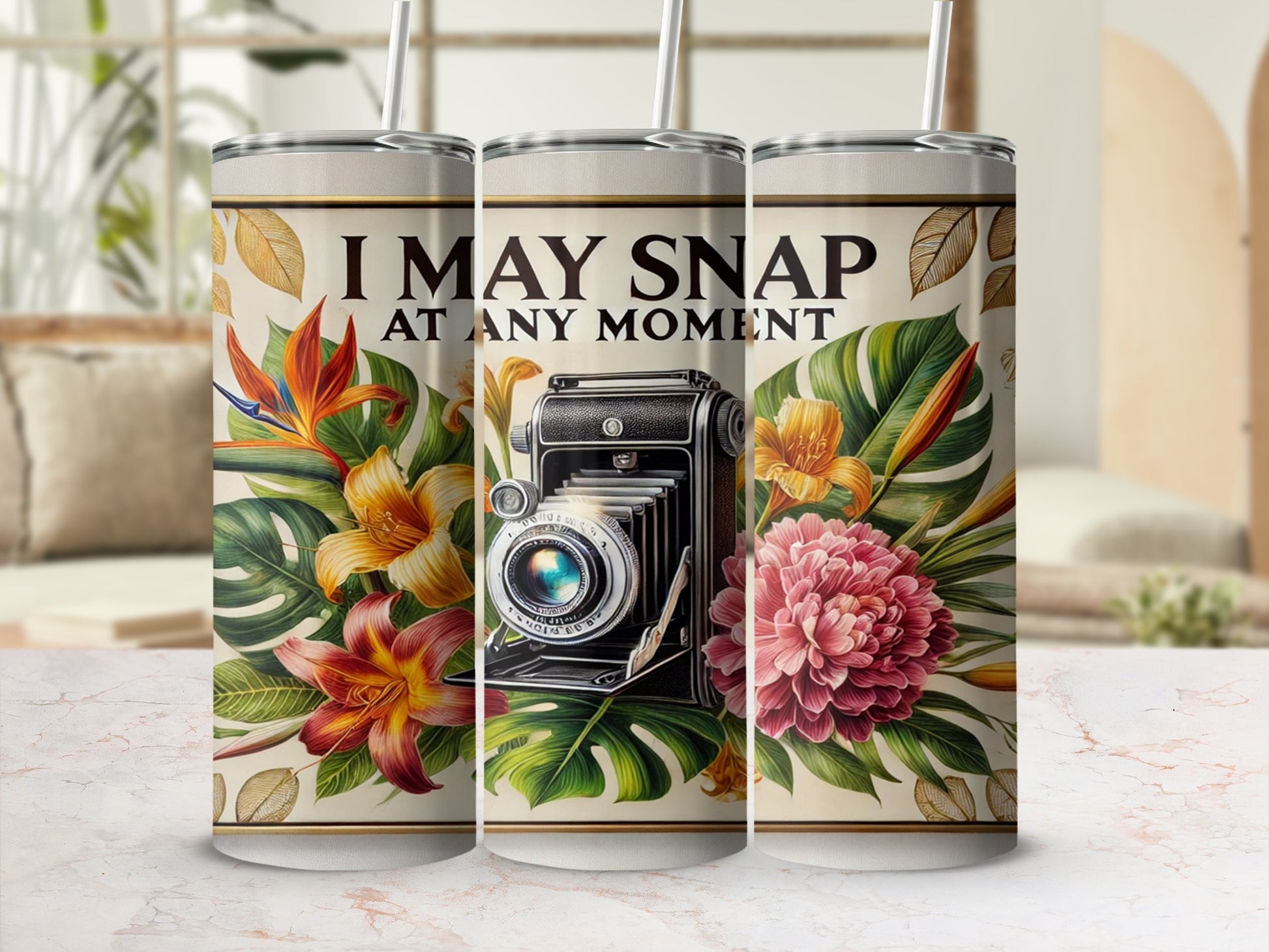 I May Snap at Any Moment Camera Themed Tumbler