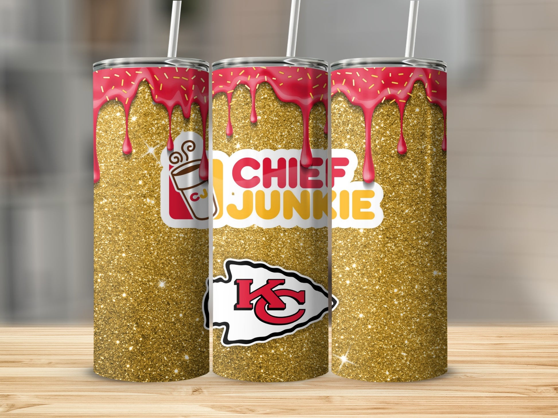 Chief Junkie Glitter KC Stainless Steel Tumbler