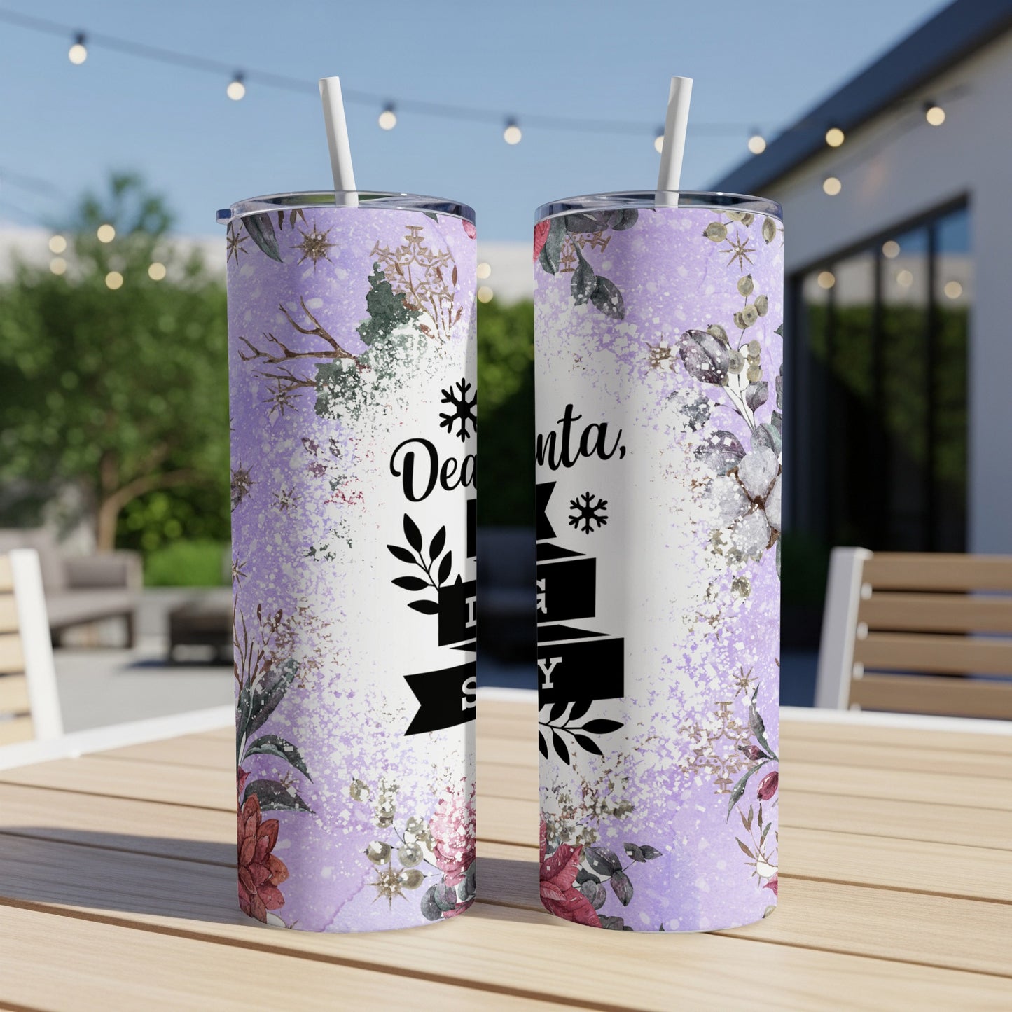 Two tumblers with "Dear Santa, I can explain" Christmas design.