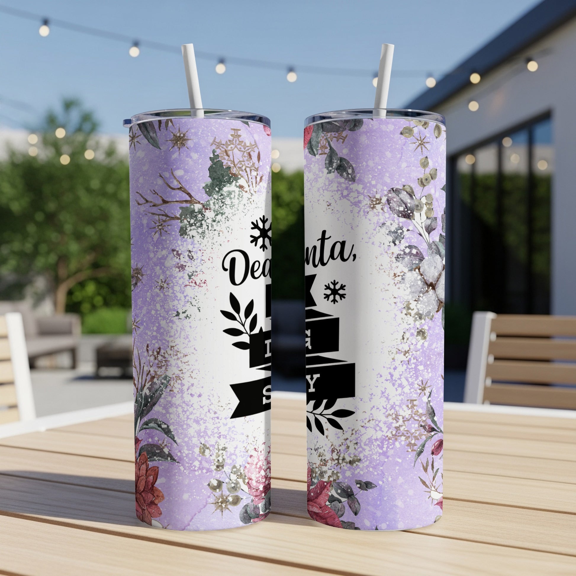 Two tumblers with "Dear Santa, I can explain" Christmas design.