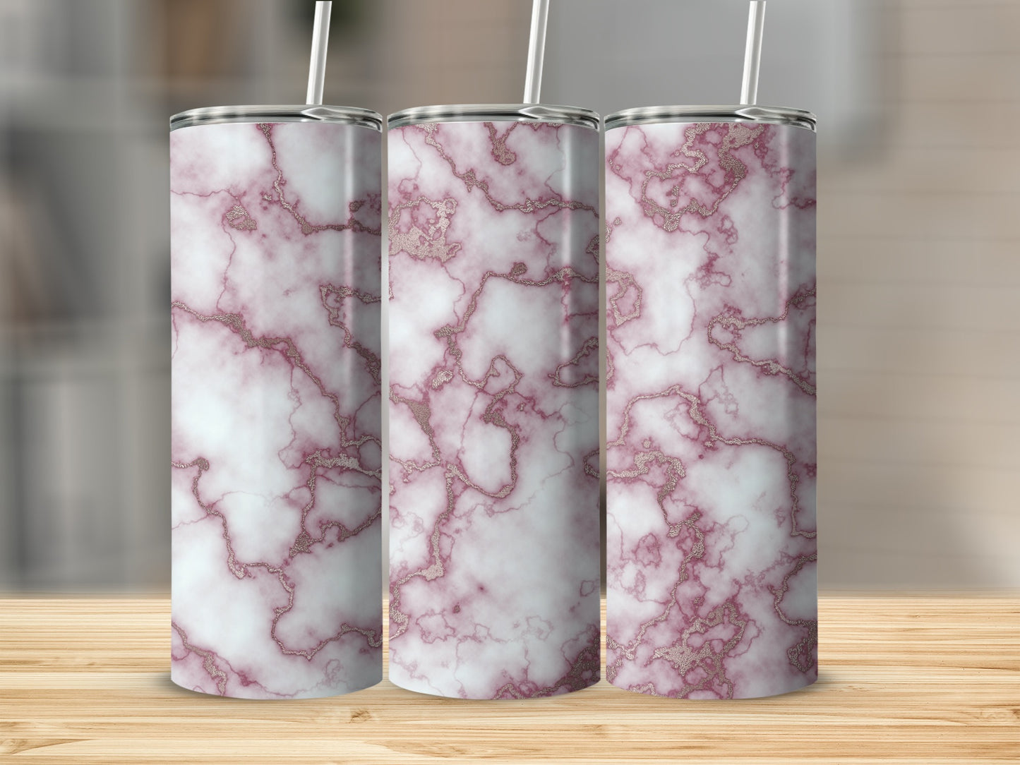 Faint Marble Texture with Gilded Veins Pattern Tumblers