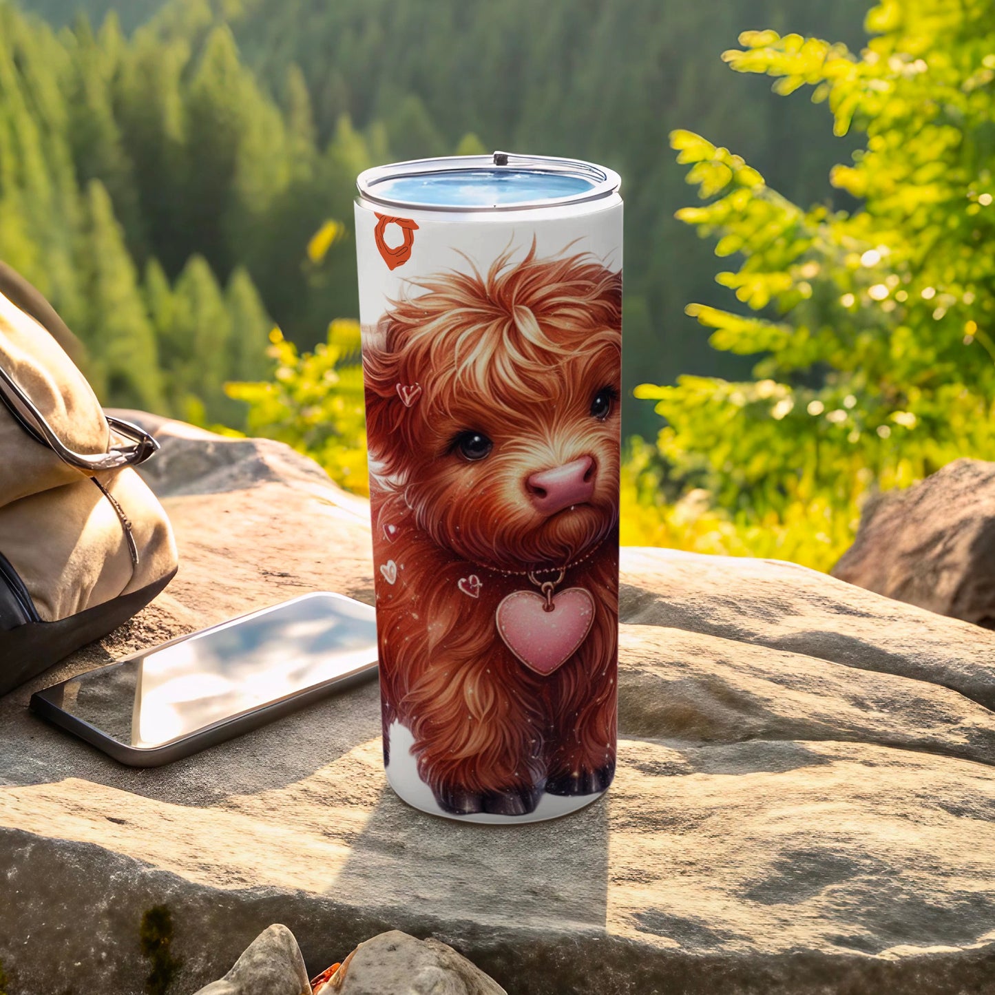 Adorable Highland Cow Art Travel Tumbler Cup 20 oz