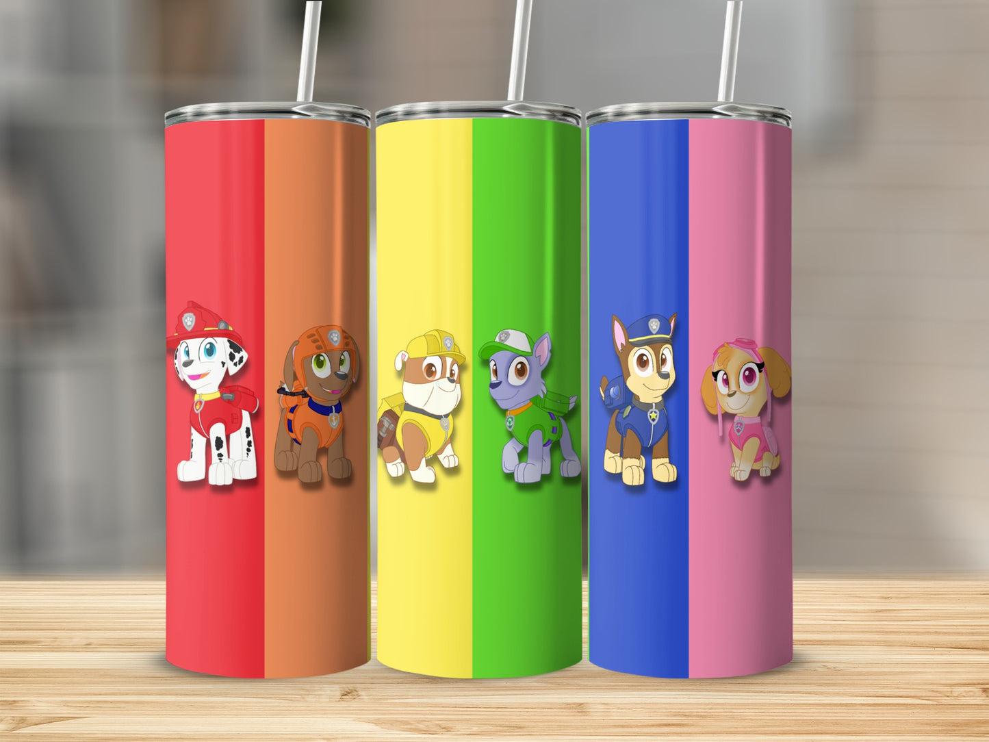 Colorful Paw Patrol Characters Tumblers for Kids