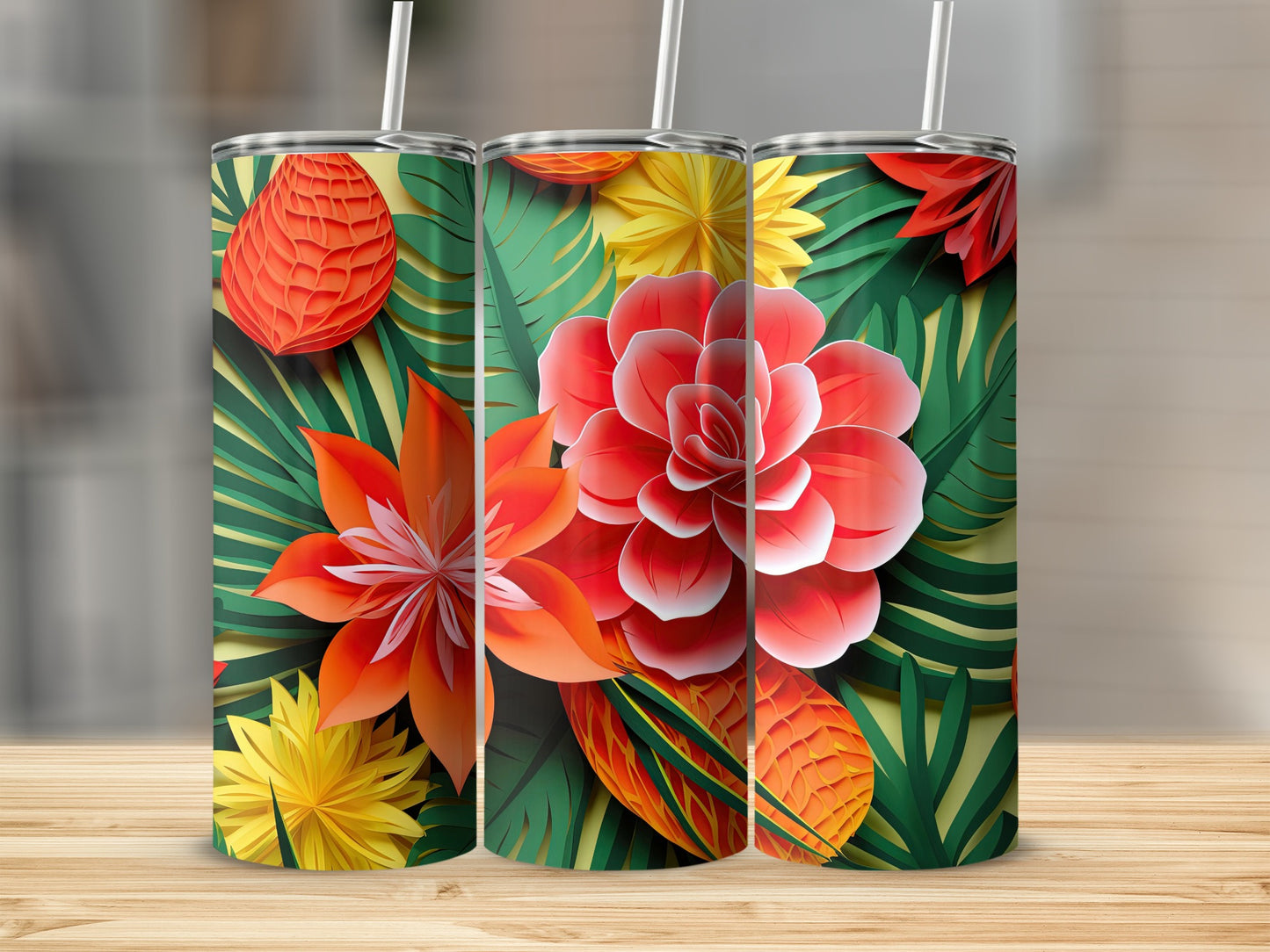 Vibrant Tropical Floral Design Tumbler for All Occasions
