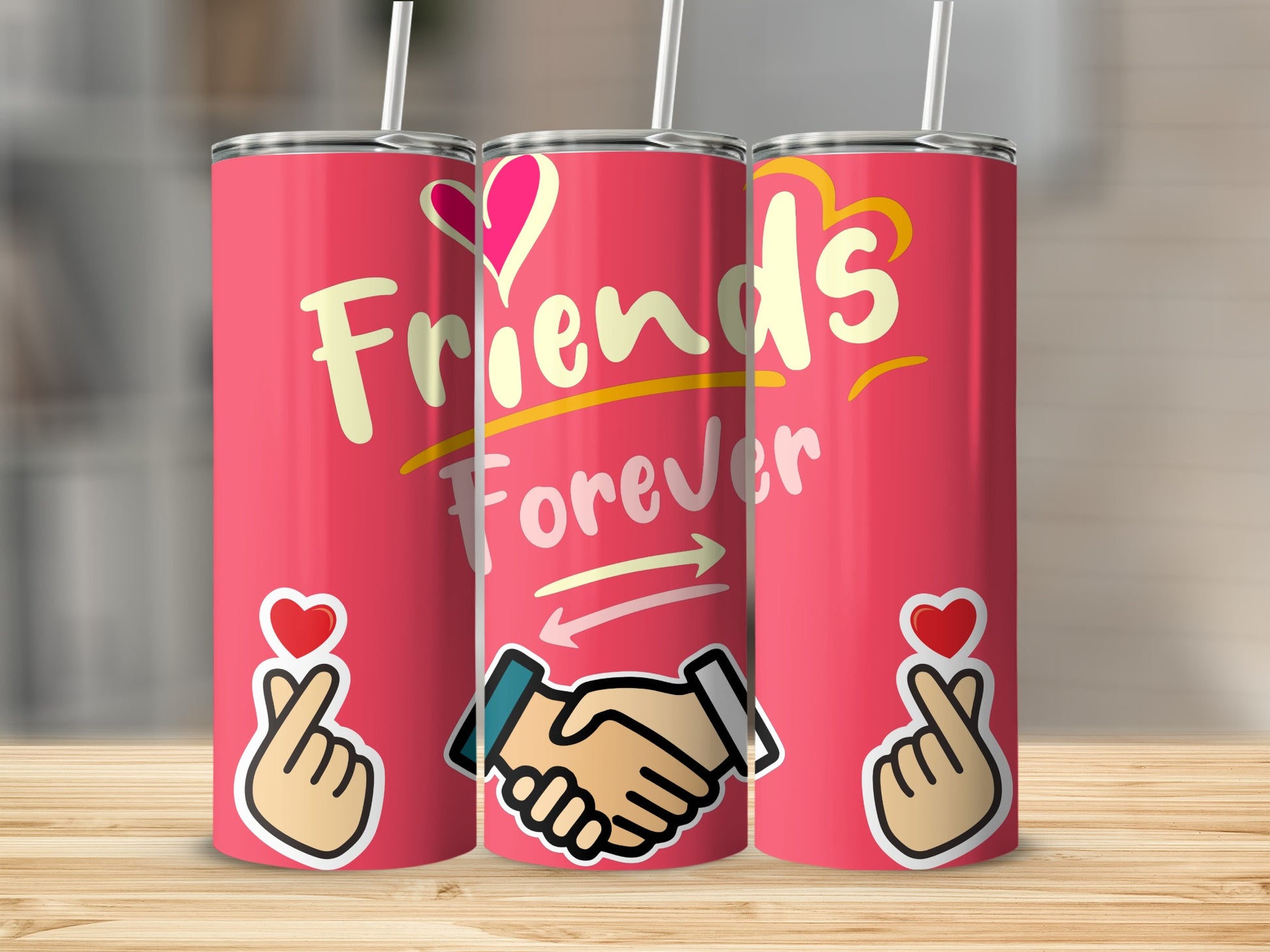 Friends Forever Design Tumbler Keeps Drinks Cold