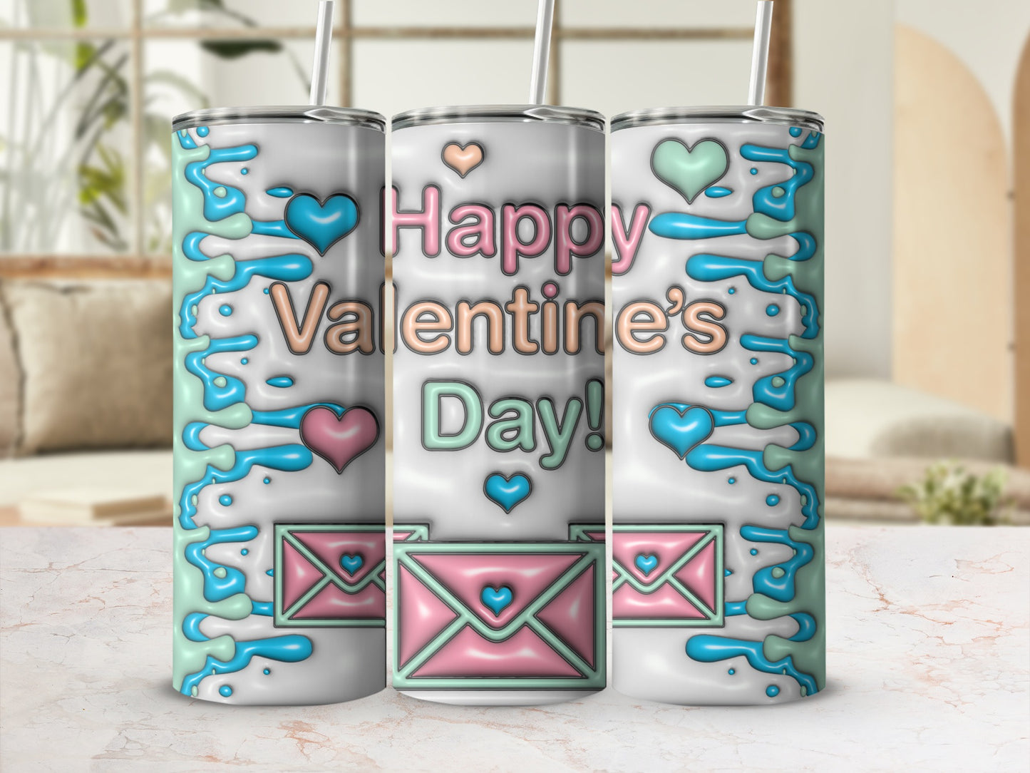 Happy Valentine's Day Hearts and Envelope Design