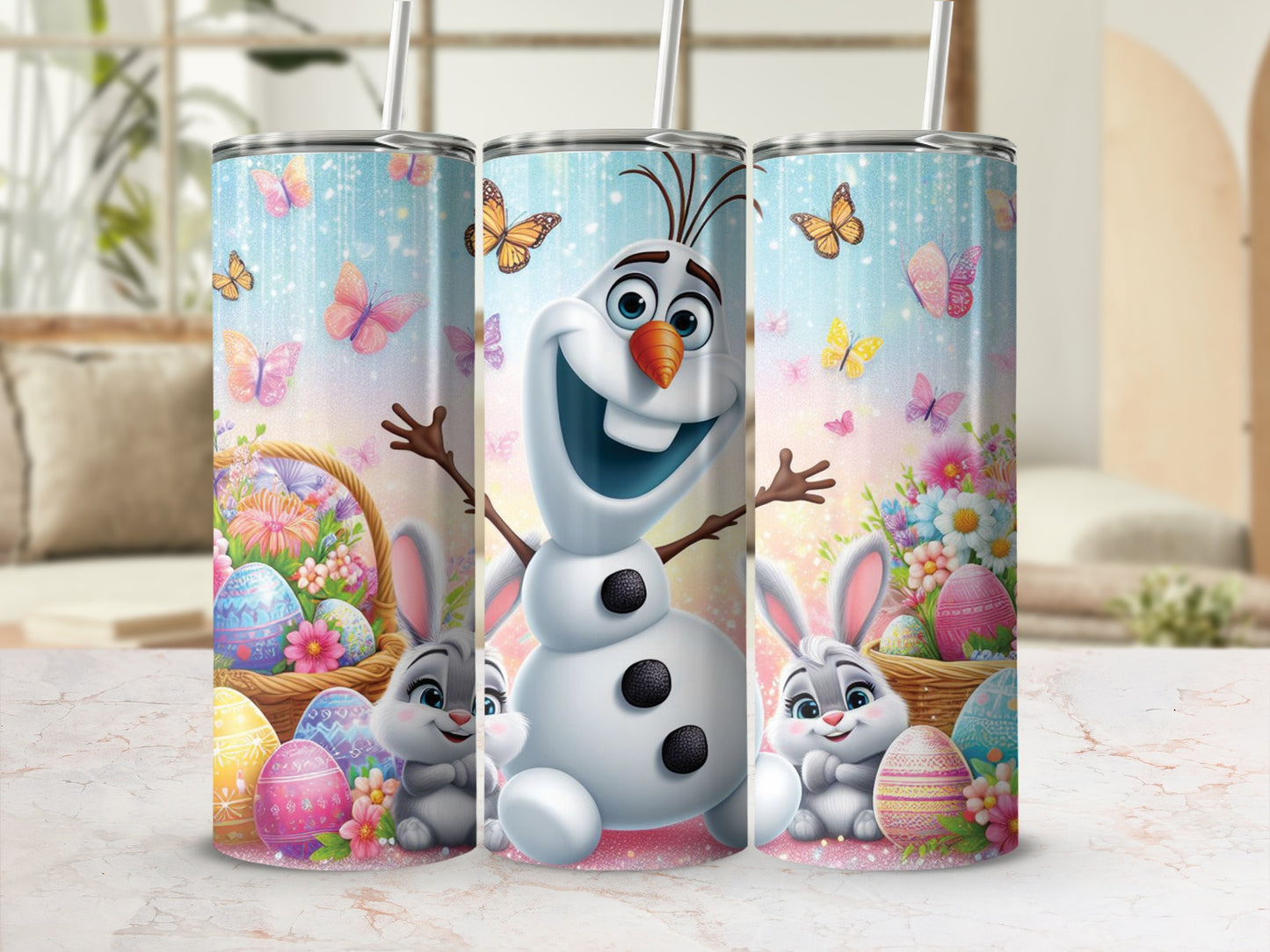 Olaf Easter Bunny Sparkly Butterflies Eggs Tumbler product type
