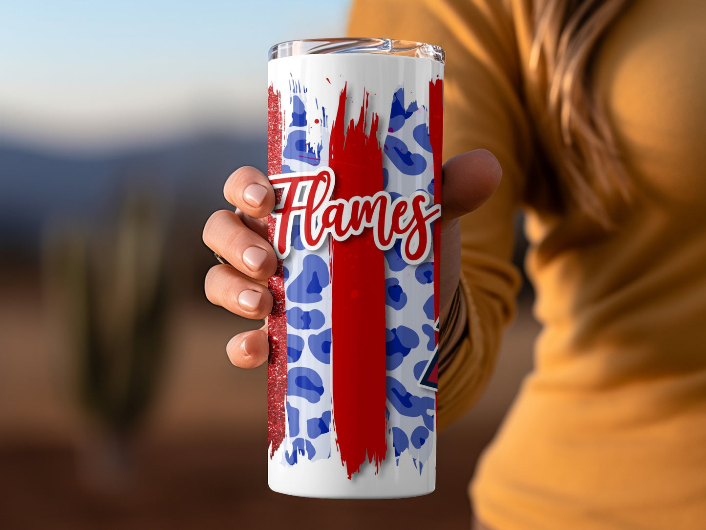 Liberty University Flames Leopard Stripes Brushstrokes Tumblers