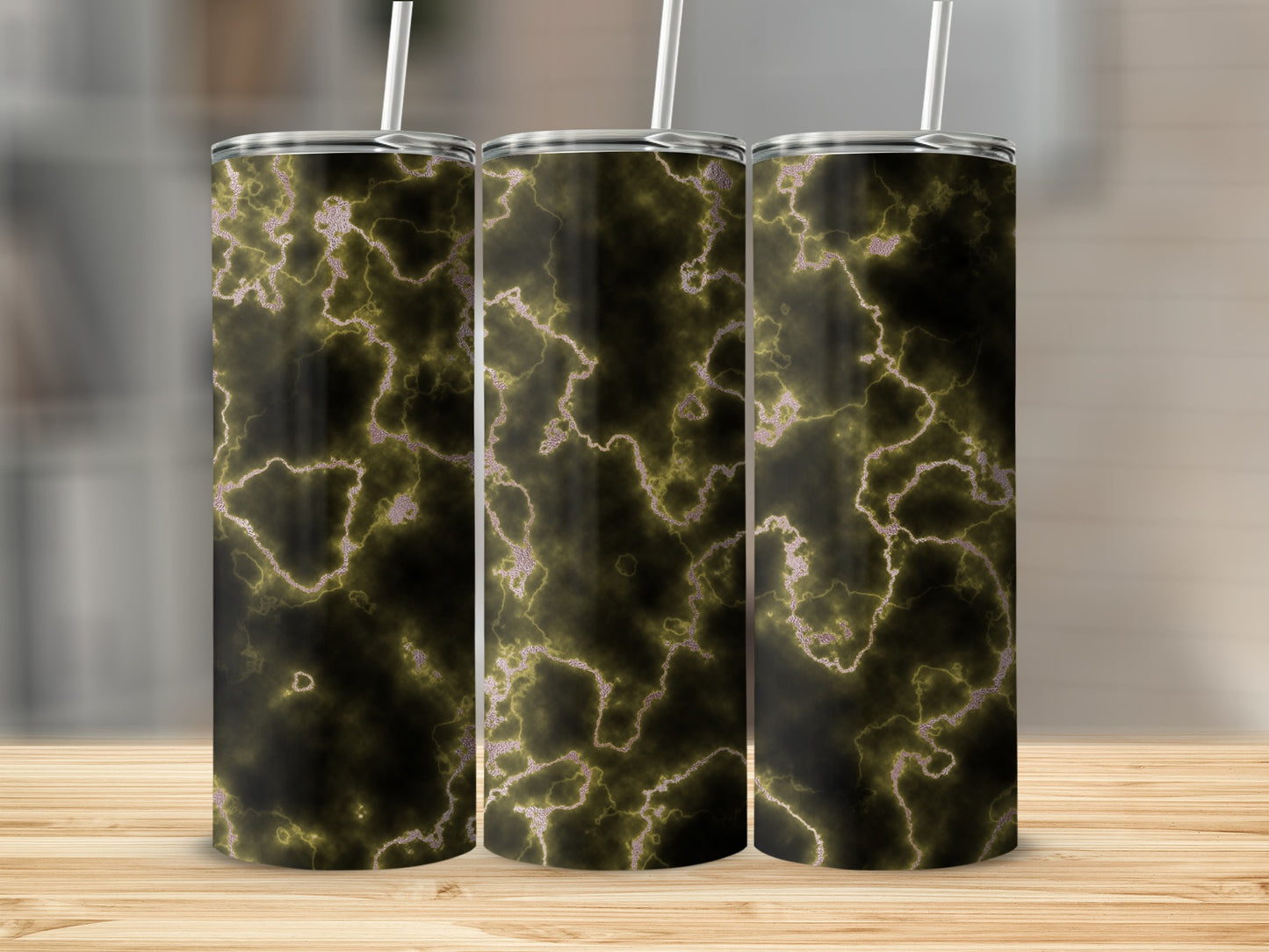 Dark Gold Marbling With Veins Of Rose Gold Tumblers