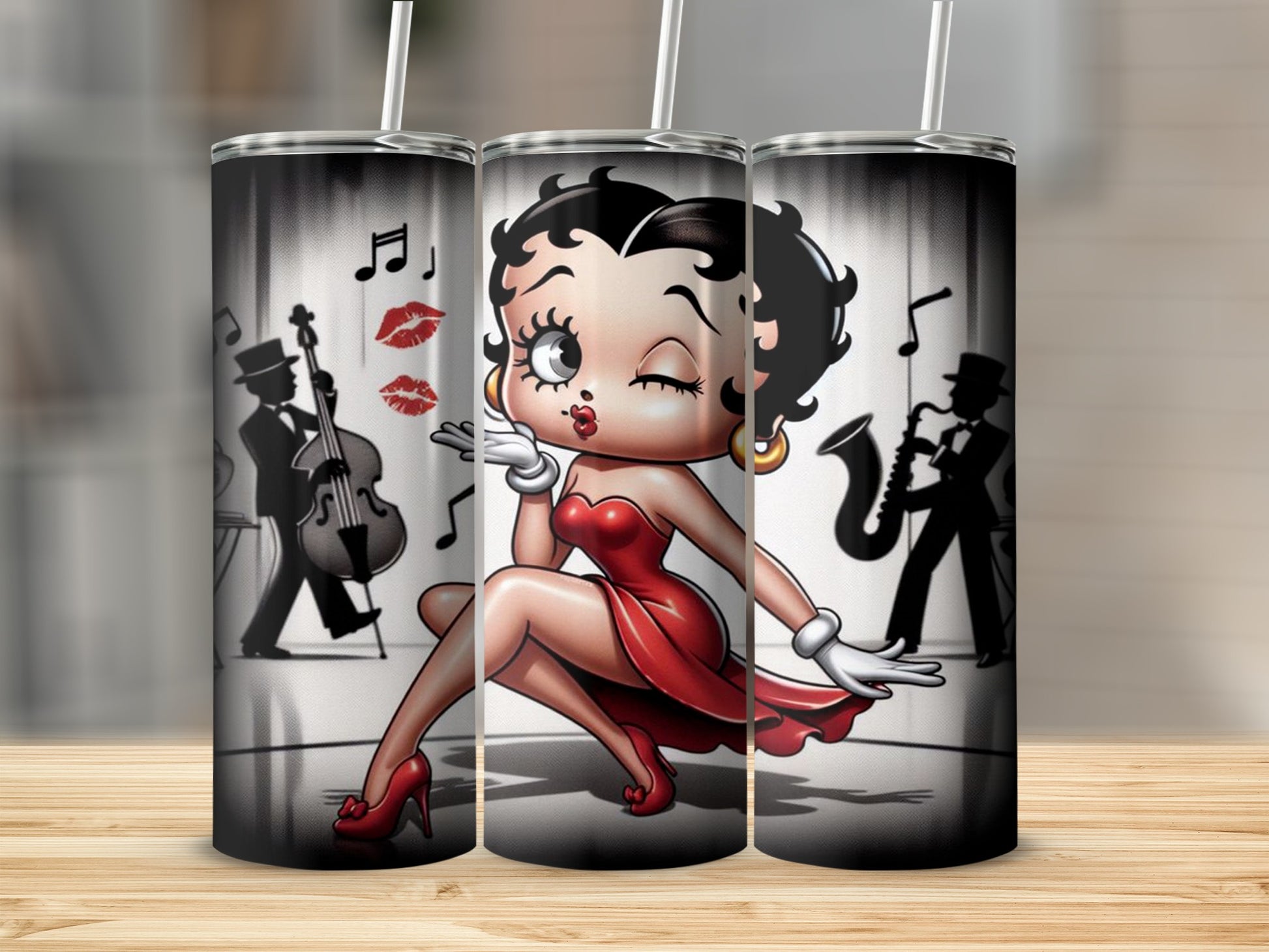 Jazz Diva with Musicians Illustration Tumbler