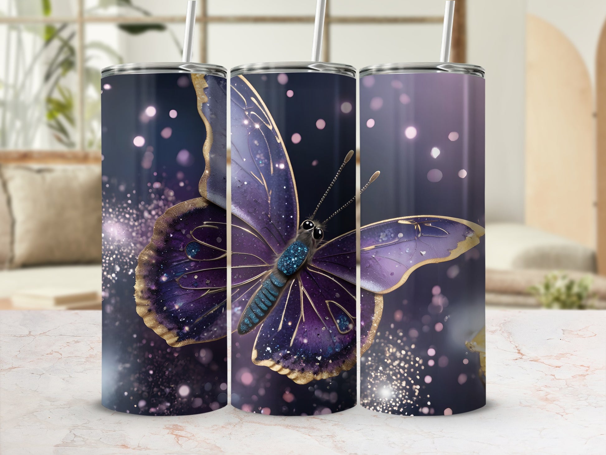 Enchanting Purple Butterfly Glitter Gold Accents product type