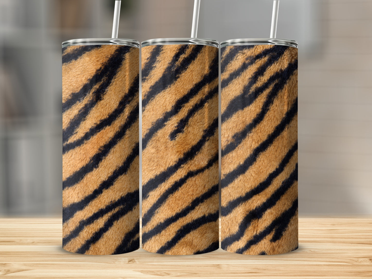 Realistic Tiger Stripe Pattern Design Tumbler Product