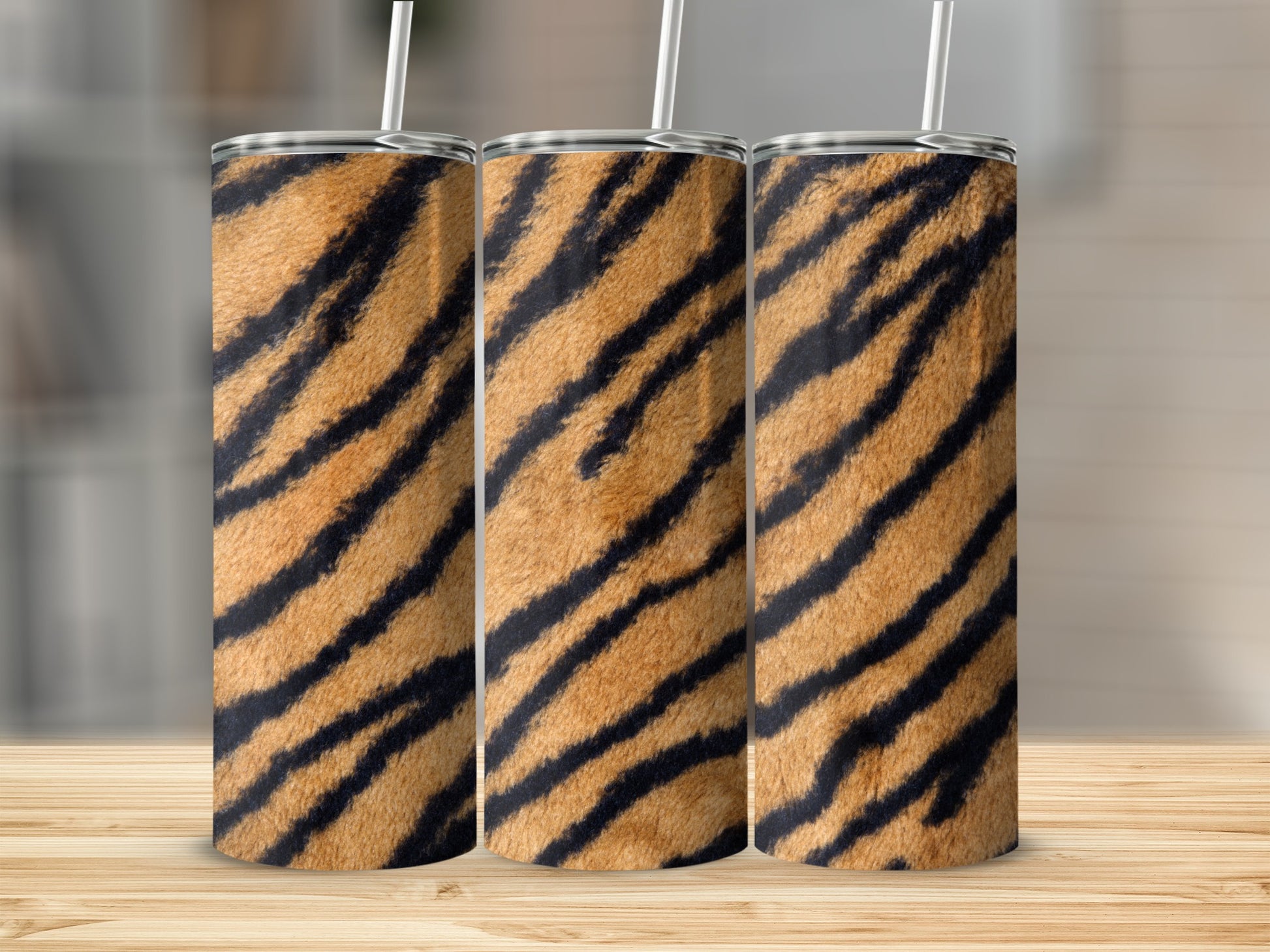Realistic Tiger Stripe Pattern Design Tumbler Product