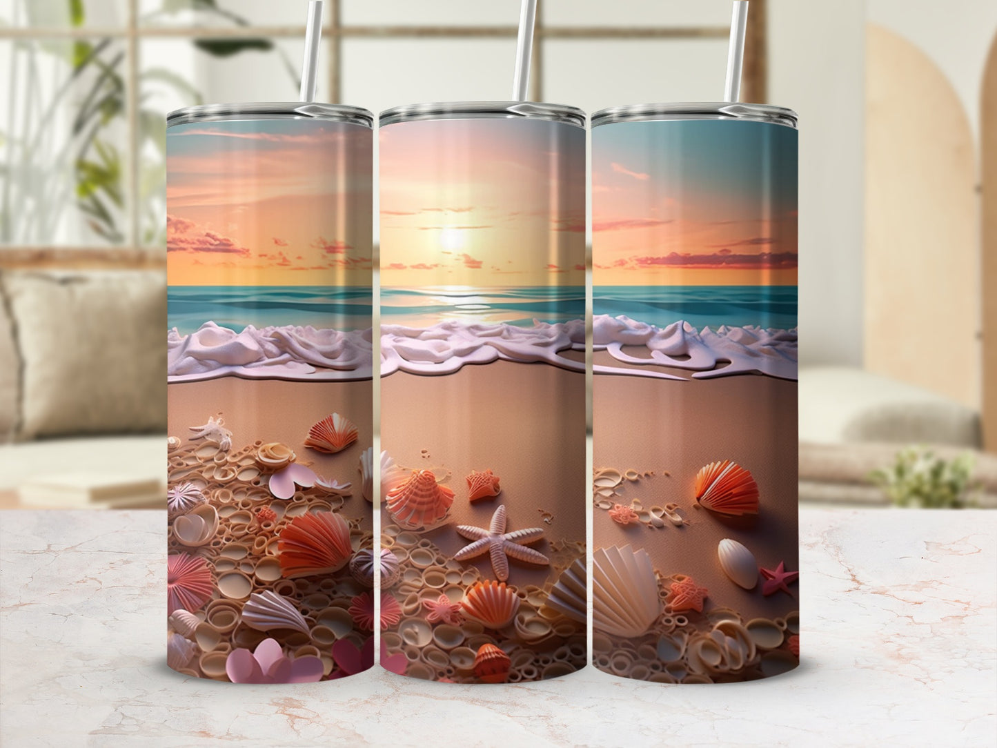 Beautiful Sunset Beach Scene Insulated Tumbler Product