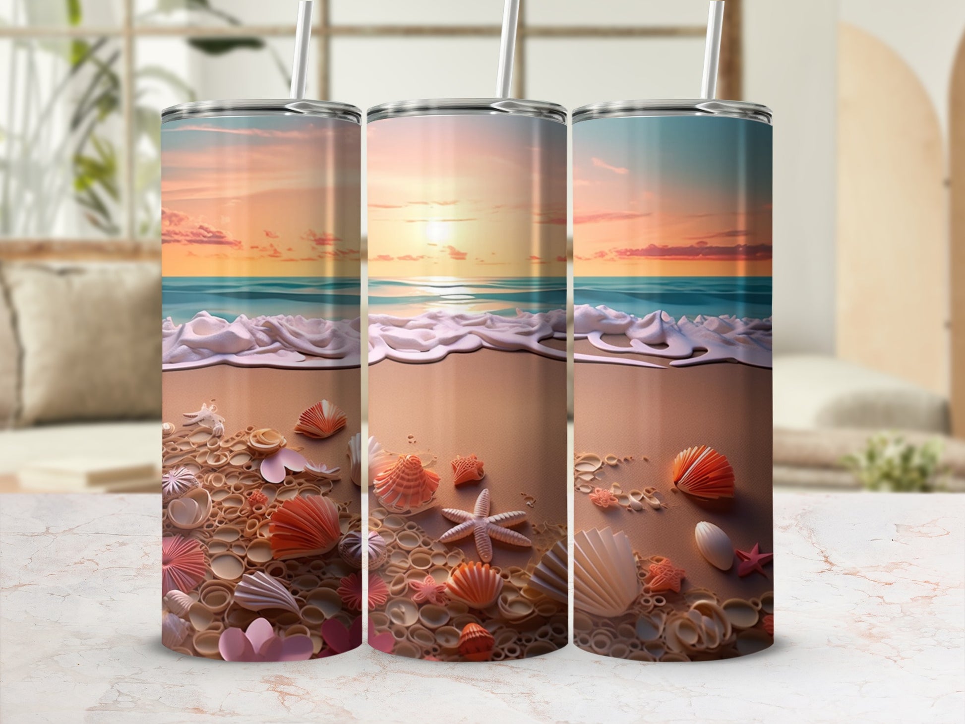 Beautiful Sunset Beach Scene Insulated Tumbler Product