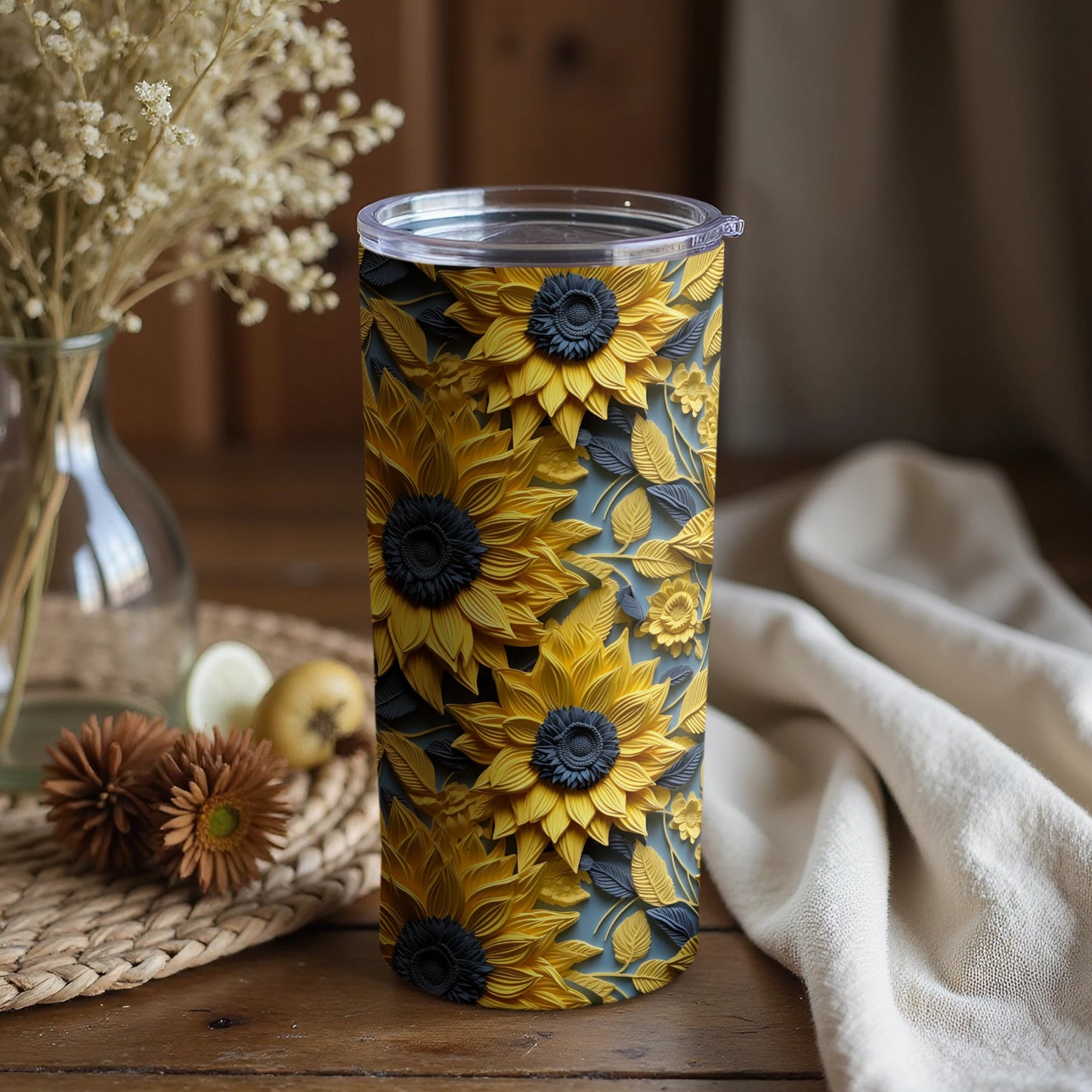 Vibrant Sunflower Print Design Travel Mug Cup