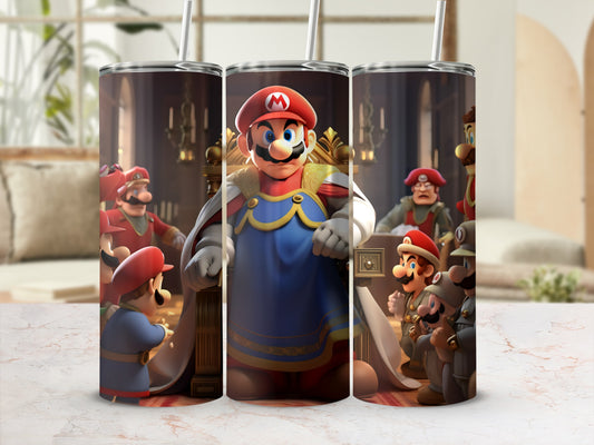 Mario Themed Tumbler with Colorful Character Design