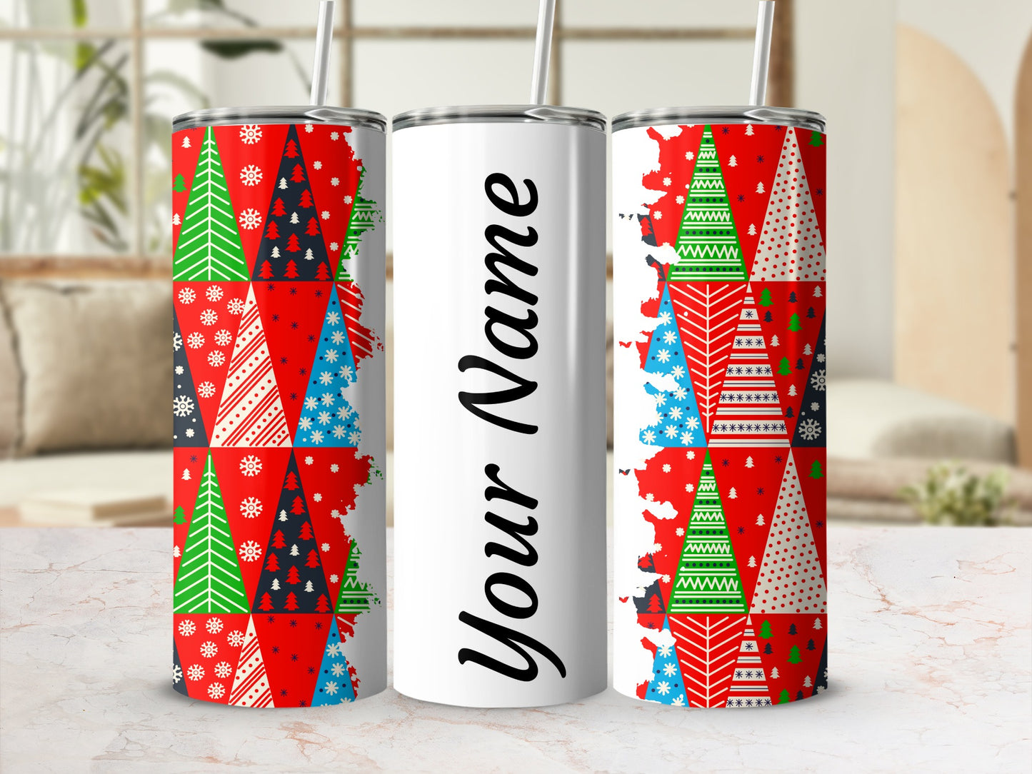 Personalized Christmas Tree Tumbler Custom Name Gift