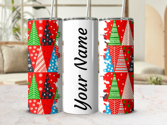 Personalized Christmas Tree Tumbler Custom Name Gift
