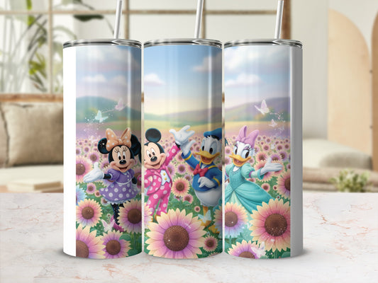 Disney Characters in Sunflower Field Tumbler Cup