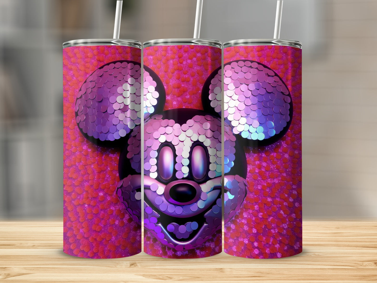 Colorful Mickey Mouse Sequin Pattern Tumbler