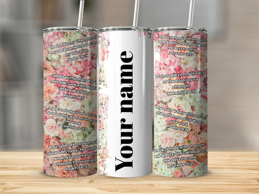 Inspirational Floral Bible Verse Personalized Tumbler
