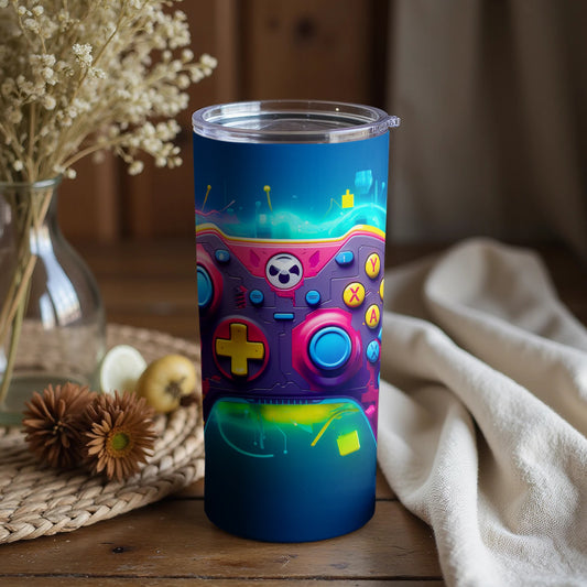 Vibrant Game Controller Design Thermos for Gamers