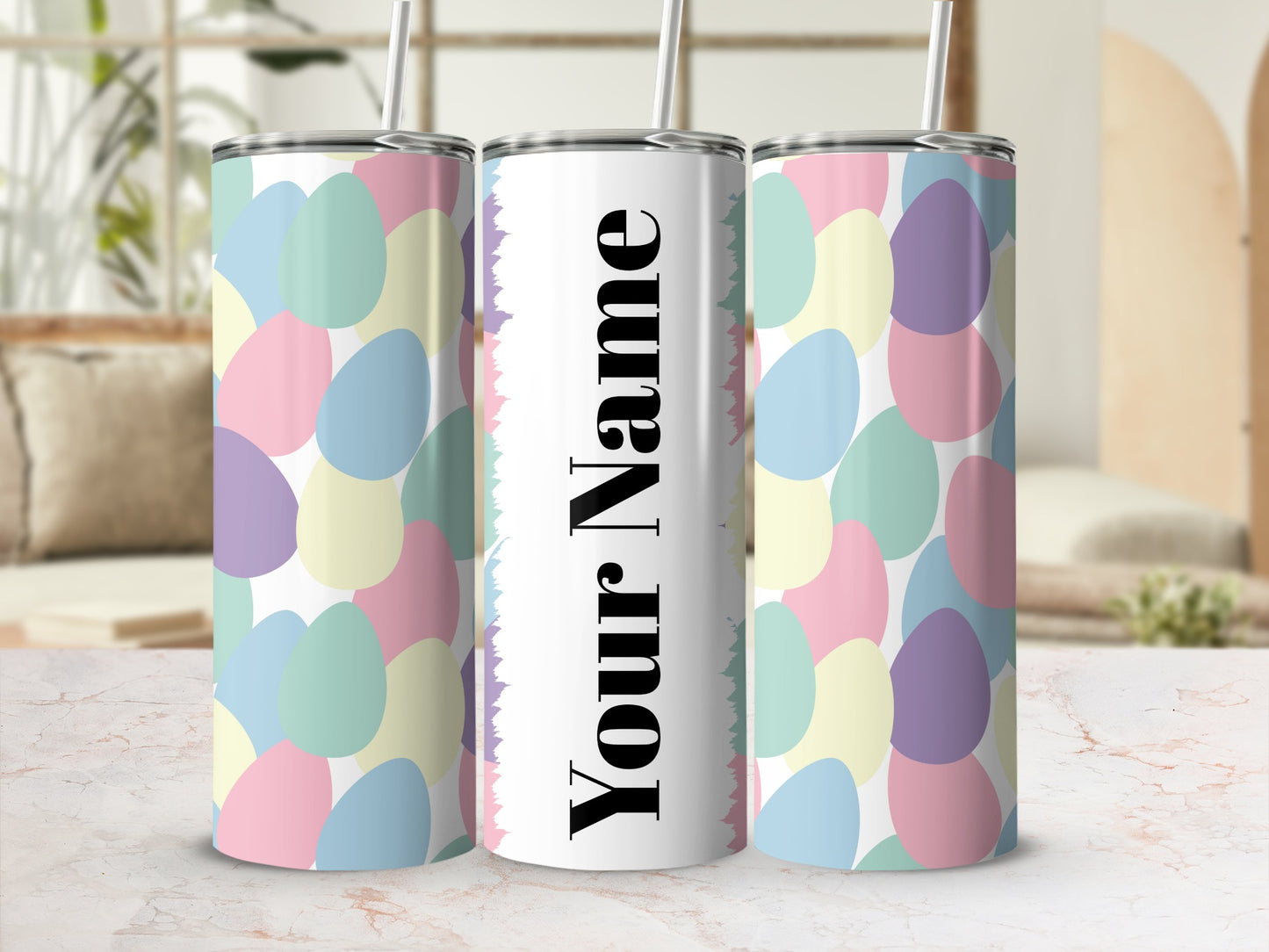 Pastel Easter Egg Pattern Personalized Tumbler