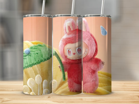 Cute Red Monster and Yellow Flower Design Tumbler