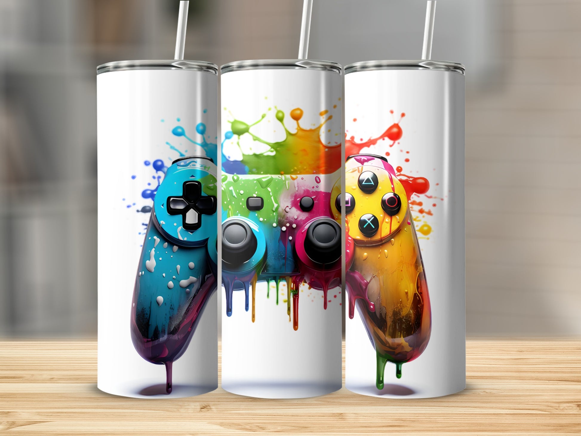 Gaming Controller Splatter Art Tumbler Collection