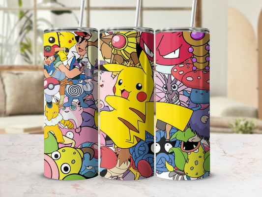 Colorful Pokémon Characters Stainless Steel Tumbler