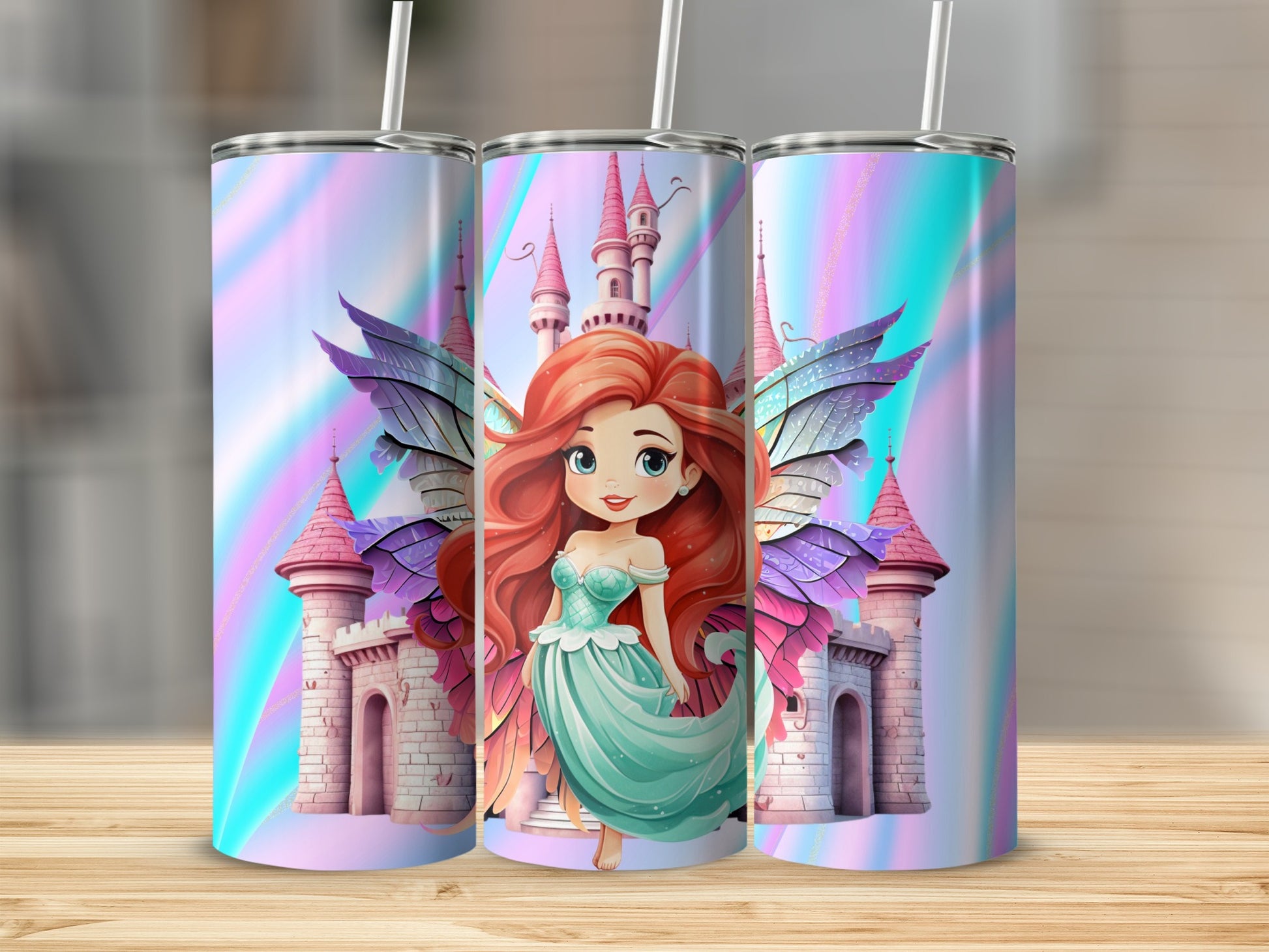 Fairy Princess and Castle Design Tumbler Cup Tumblers