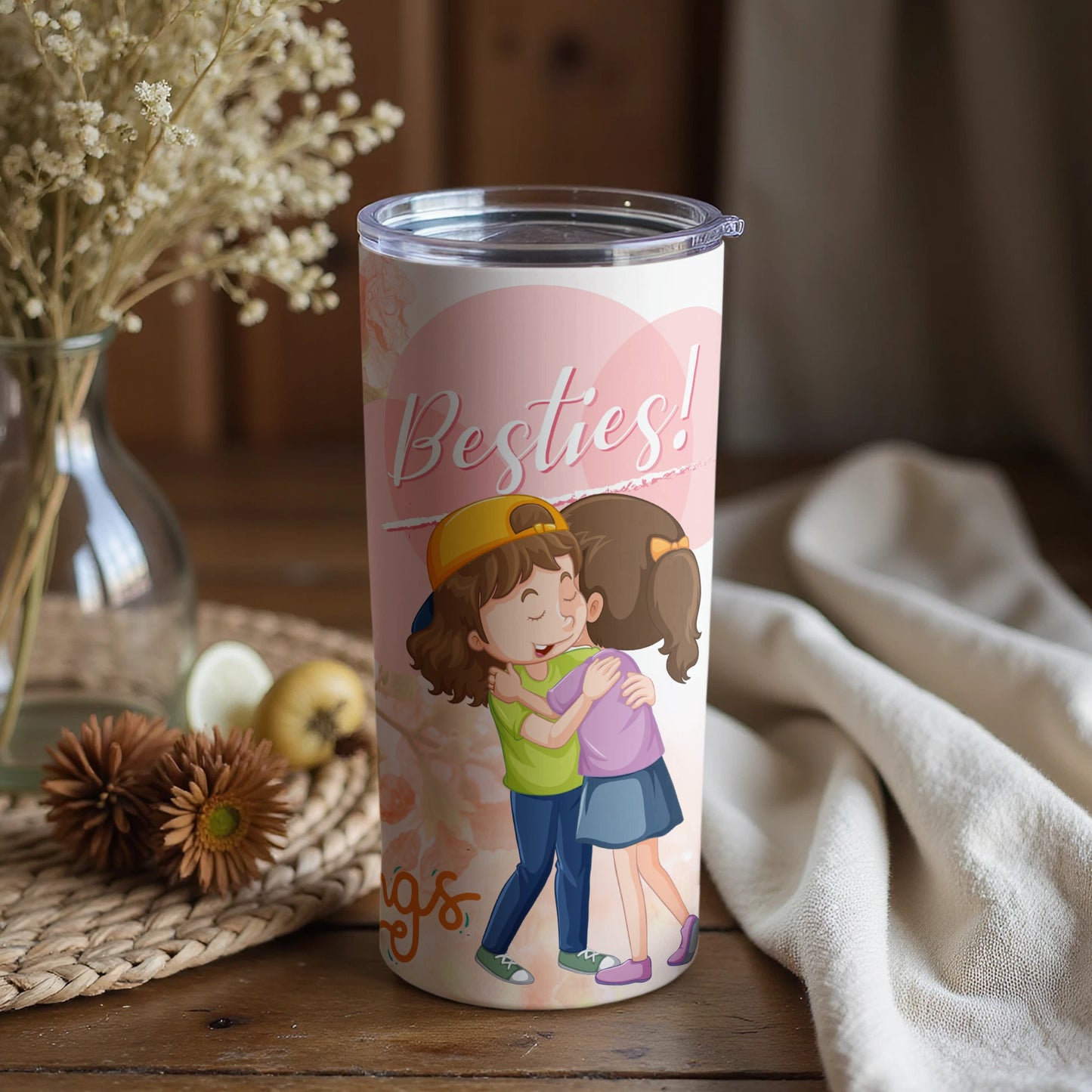 Besties Hugging Tumbler Cute Friendship Gift