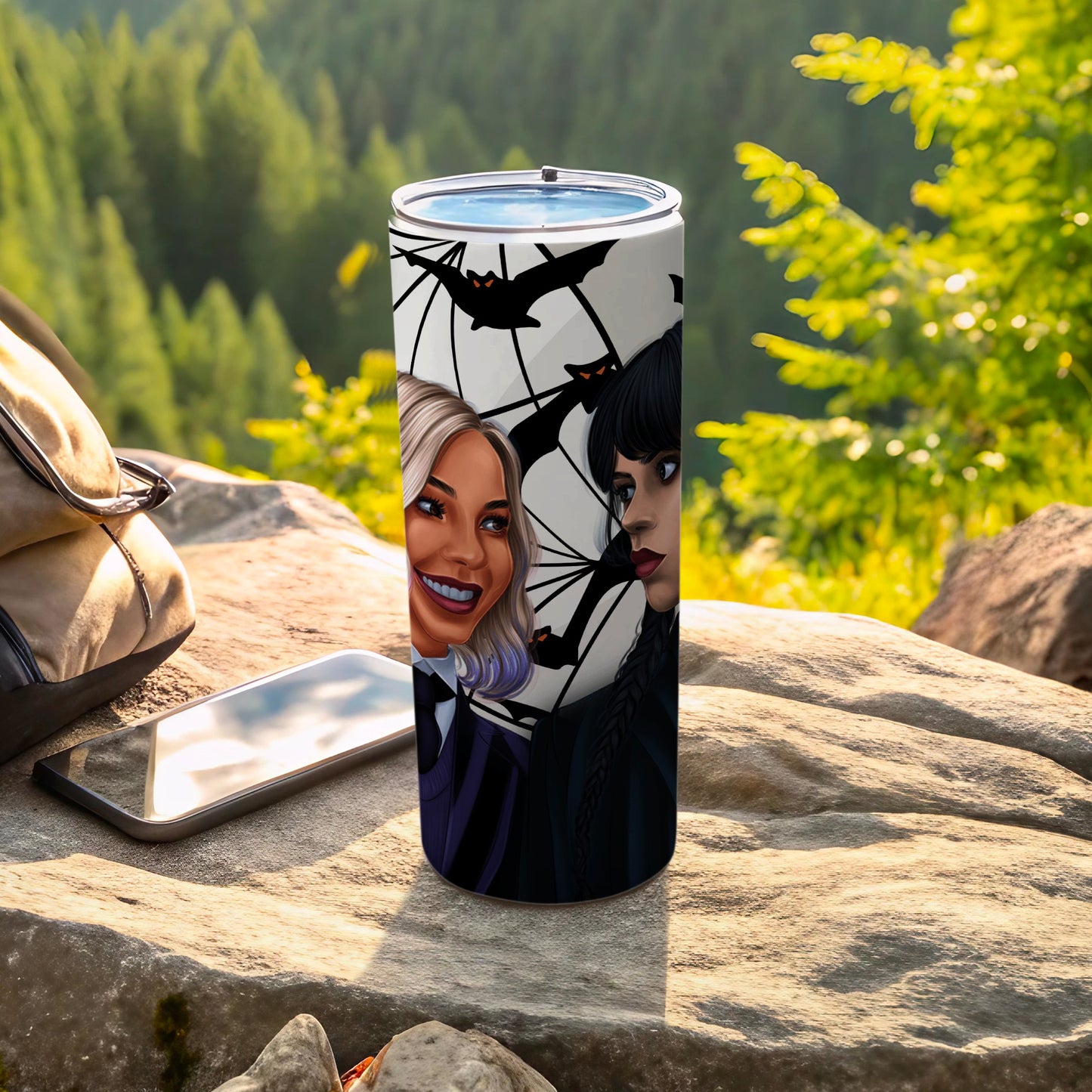 Animated Characters with Bats Travel Tumbler