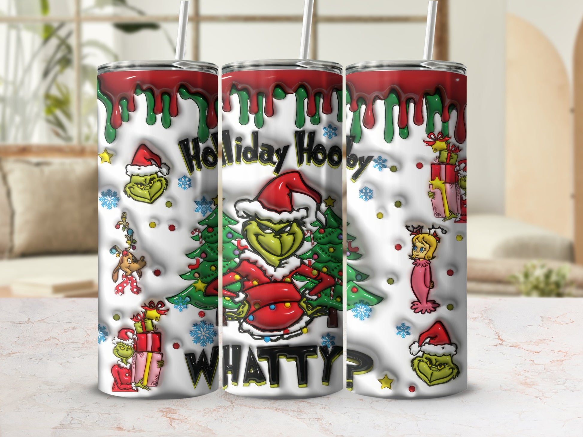 Holiday Hooby Whatty Grinch Themed Tumbler Cup