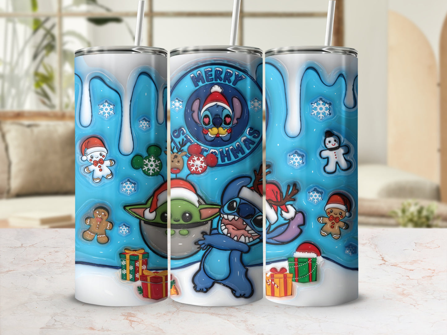 Festive Holiday Characters Merry Snow Christmas Tumbler