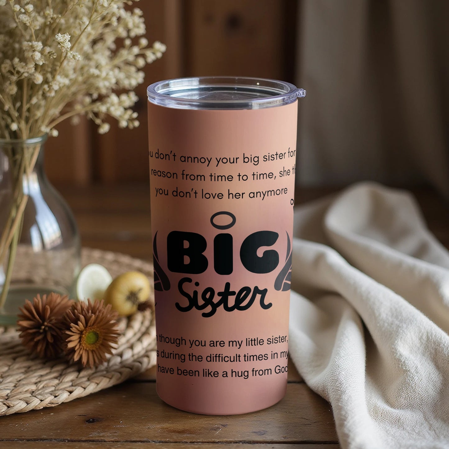Big Sister Insulated Tumbler with Heartfelt Message