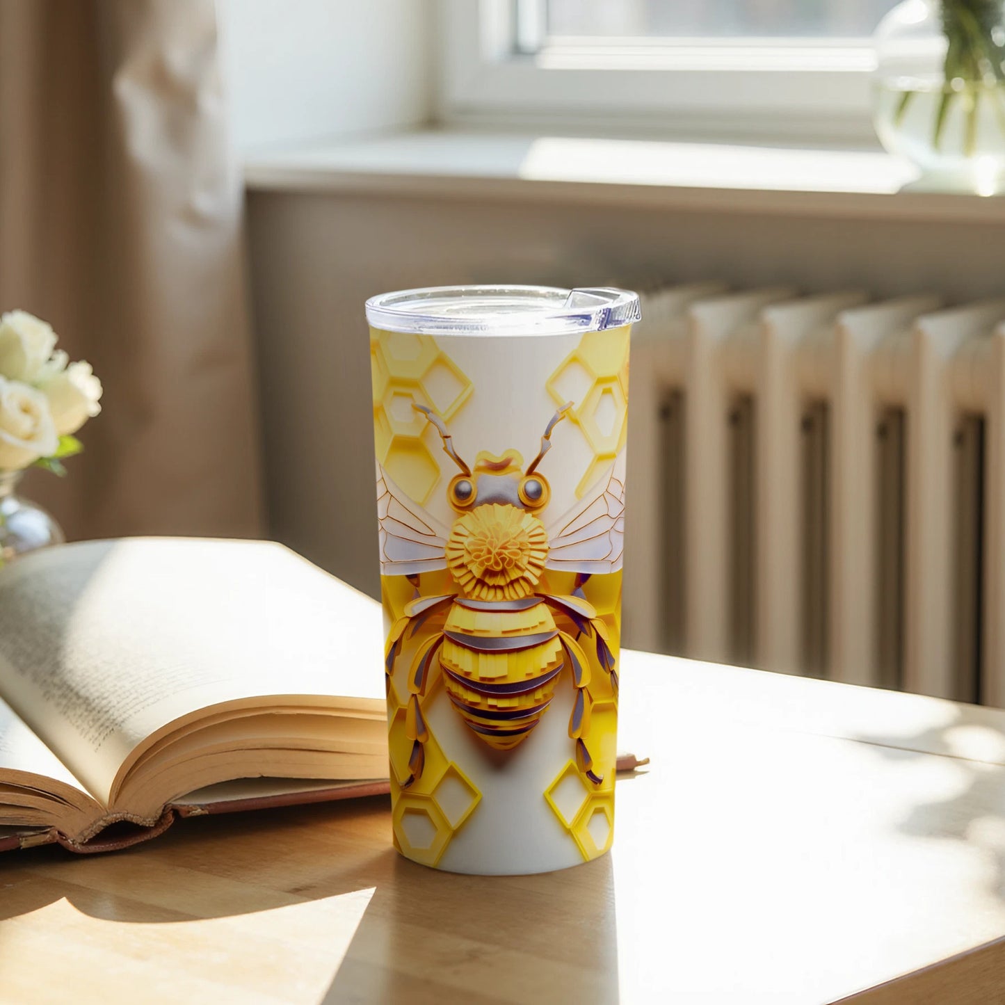 Artistic Honeycomb Bee Design Beverage Tumbler product type
Tumbler
Bee
Honeycomb
Bumblebee
Insect
Nature
Yellow
White
Drinkware
Beverage
Container
Artistic
Design
Unique
Gift
Travelmug
Wildlife
Queenbee
Pollinator
Stripes