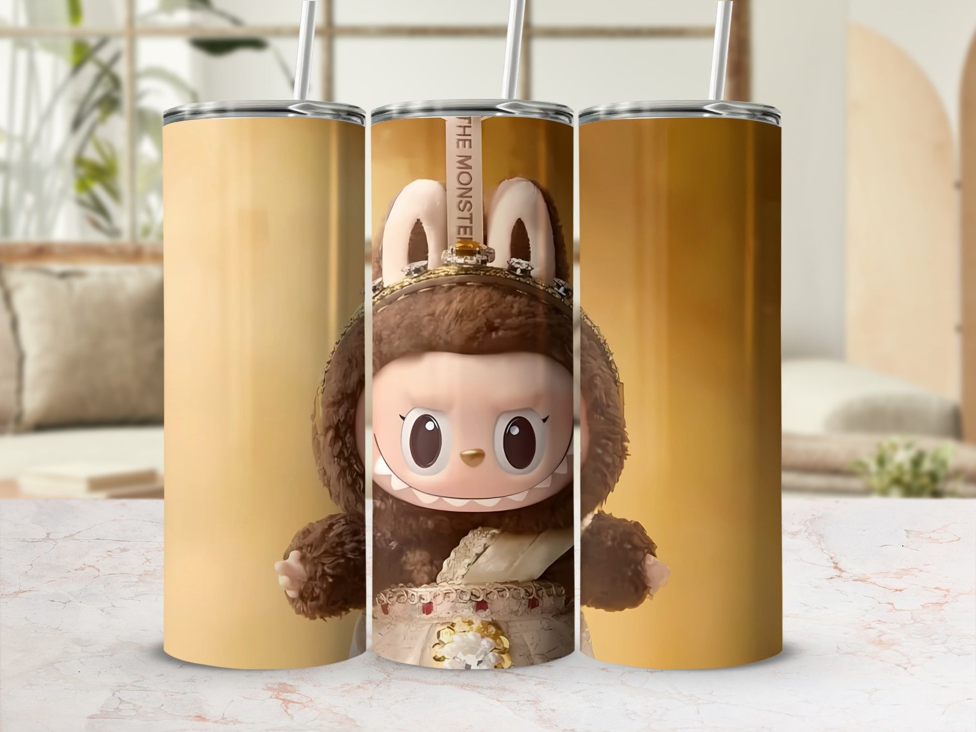 Cute Monster Bunny Tumbler with Straw Fun Drinkware
