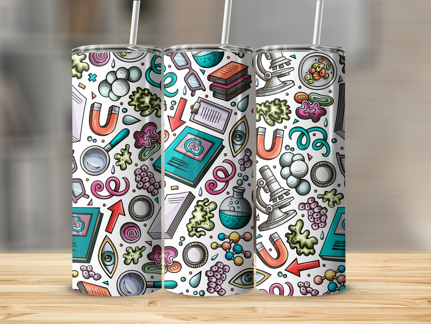 Colorful Science Doodle Pattern Tumbler Cup